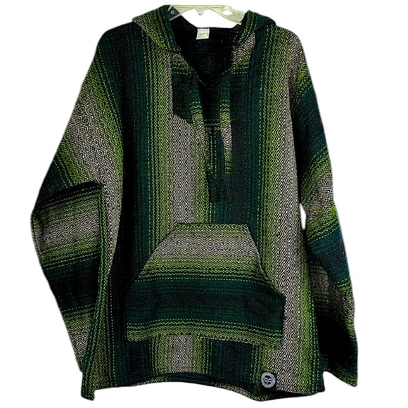 ORIZABA ORIGINAL Baja hoodie long sleeve kangaroo pocket blue-green Sz XL - Picture 1 of 12